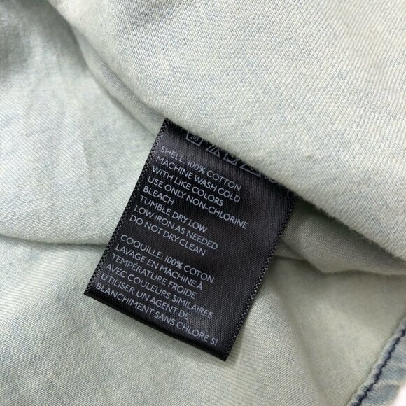 NEW BDG Frankie Chambray Plaid Peach Light Denim Flannel Button-up Western Shirt - Picture 13 of 15